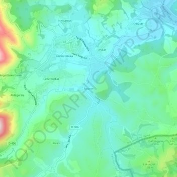 Mappa topografica Istilarte, altitudine, rilievo