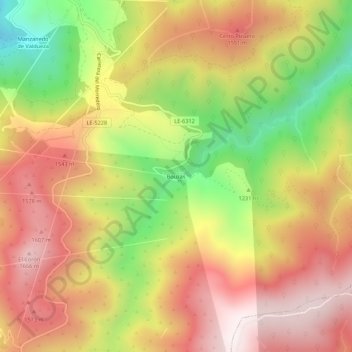 Mappa topografica Bouzas, altitudine, rilievo