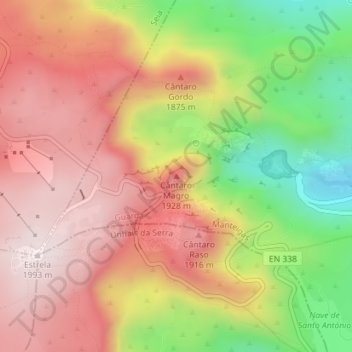 Mappa topografica Cântaro Magro, altitudine, rilievo