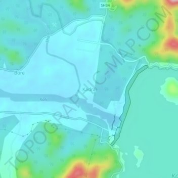 Mappa topografica Kadra, altitudine, rilievo
