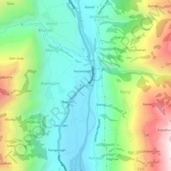 Mappa topografica Raison, altitudine, rilievo