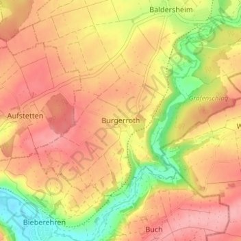 Mappa topografica Burgerroth, altitudine, rilievo