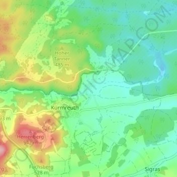 Mappa topografica Hannesreuth, altitudine, rilievo