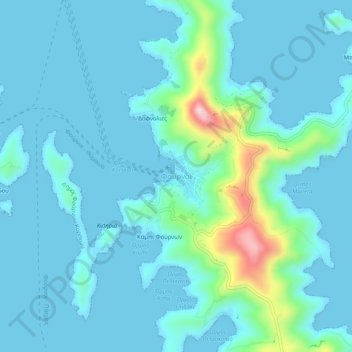 Mappa topografica Φούρνοι, altitudine, rilievo