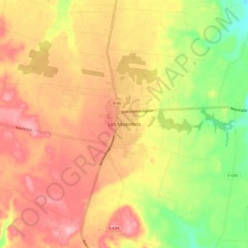 Mappa topografica Los Muermos, altitudine, rilievo