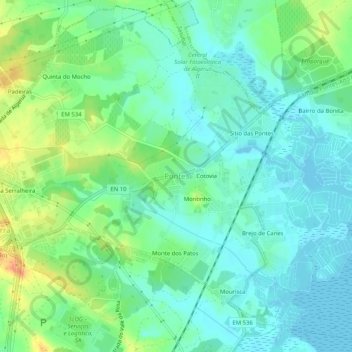 Mappa topografica Pontes, altitudine, rilievo