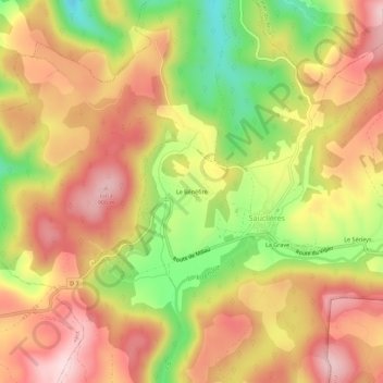 Mappa topografica Le Bénéfire, altitudine, rilievo