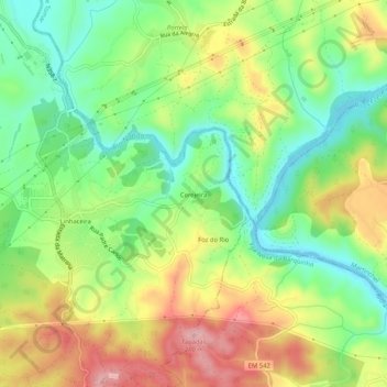 Mappa topografica Cerejeira, altitudine, rilievo