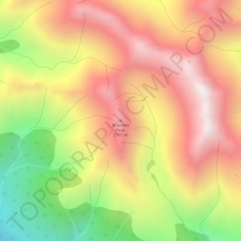 Mappa topografica Brandon Peak, altitudine, rilievo