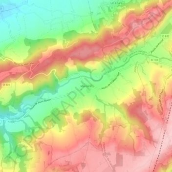 Mappa topografica Mantaille, altitudine, rilievo