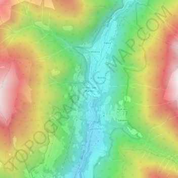 Mappa topografica Gromo San Marino, altitudine, rilievo