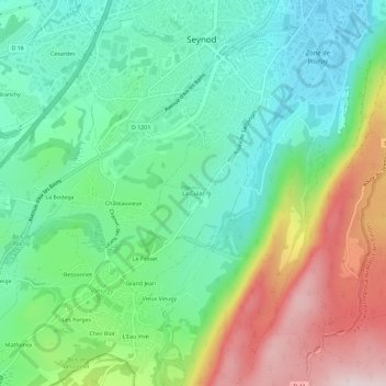 Mappa topografica La Culaz, altitudine, rilievo