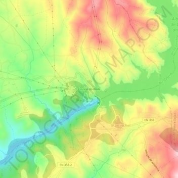 Mappa topografica Castelo do Bode, altitudine, rilievo