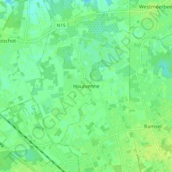Mappa topografica Houtvenne, altitudine, rilievo