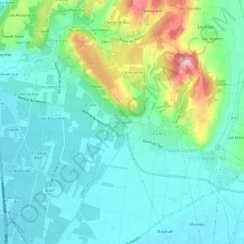Mappa topografica Les Devès, altitudine, rilievo