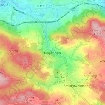 Mappa topografica Ringenhain, altitudine, rilievo