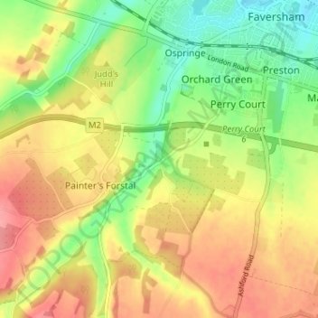 Mappa topografica Whitehill, altitudine, rilievo