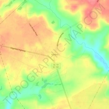 Mappa topografica Eureka, altitudine, rilievo