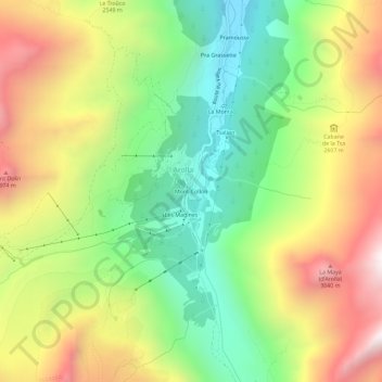 Mappa topografica Mont-Collon, altitudine, rilievo
