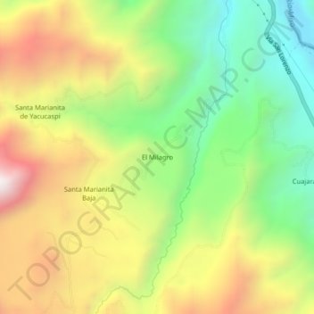 Mappa topografica El Milagro, altitudine, rilievo