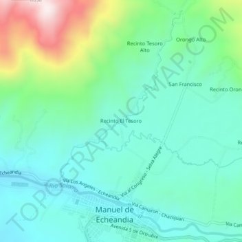 Mappa topografica Recinto El Tesoro, altitudine, rilievo
