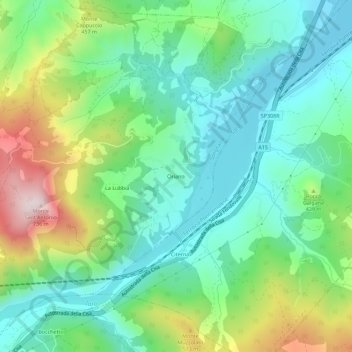 Mappa topografica Oriano, altitudine, rilievo