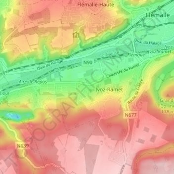 Mappa topografica Ramet, altitudine, rilievo