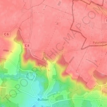 Mappa topografica Longchène, altitudine, rilievo