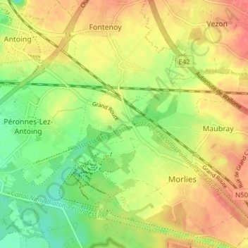 Mappa topografica Vezonchaux, altitudine, rilievo