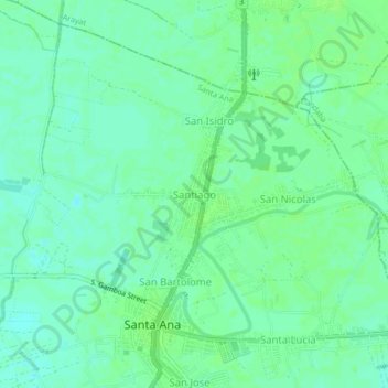 Mappa topografica Santiago, altitudine, rilievo