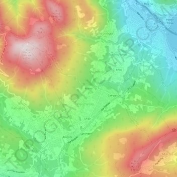 Mappa topografica Piorro, altitudine, rilievo