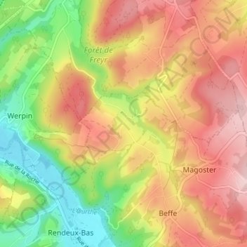Mappa topografica Trinal, altitudine, rilievo