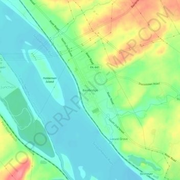 Mappa topografica Bainbridge, altitudine, rilievo