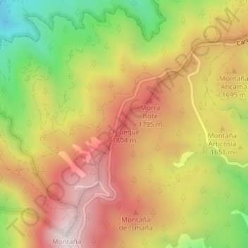 Mappa topografica Chipeque, altitudine, rilievo