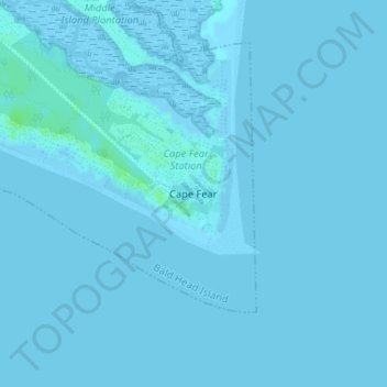 Mappa topografica Cape Fear, altitudine, rilievo