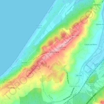 Mappa topografica Serra da Pescaria, altitudine, rilievo