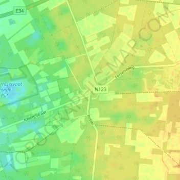 Mappa topografica Postel, altitudine, rilievo