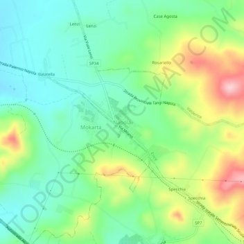 Mappa topografica Napola, altitudine, rilievo