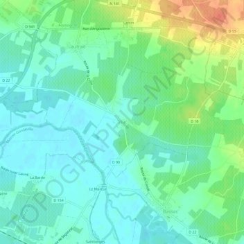 Mappa topografica Triac, altitudine, rilievo