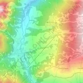 Mappa topografica San Sicario, altitudine, rilievo