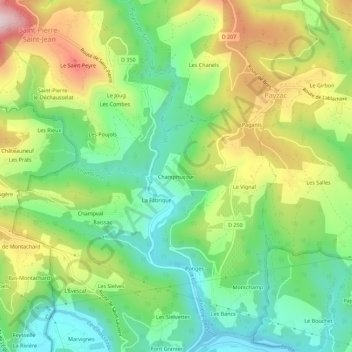 Mappa topografica Champmajour, altitudine, rilievo