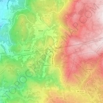 Mappa topografica Anta, altitudine, rilievo