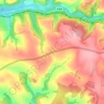 Mappa topografica West Taphouse, altitudine, rilievo