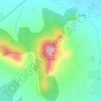 Mappa topografica Pico de Noez, altitudine, rilievo