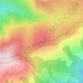 Mappa topografica La Mana, altitudine, rilievo