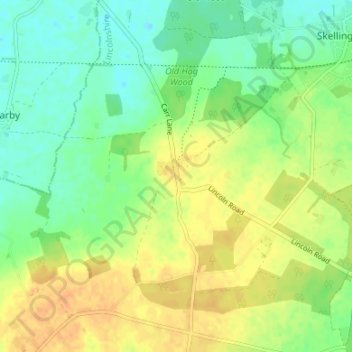 Mappa topografica Doddington, altitudine, rilievo