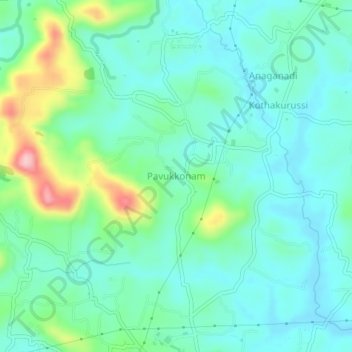 Mappa topografica Pavukkonam, altitudine, rilievo