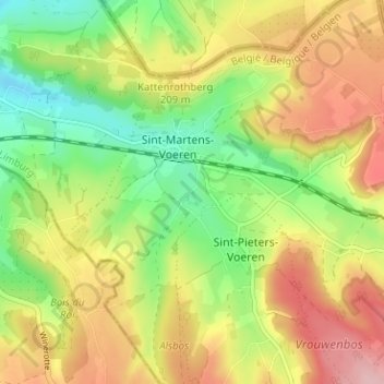 Mappa topografica Berg, altitudine, rilievo
