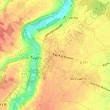 Mappa topografica Les Mariaux, altitudine, rilievo