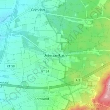 Mappa topografica Untersambach, altitudine, rilievo